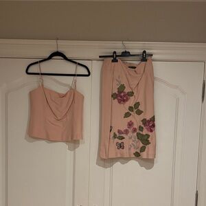 Sandra Angelozzi Pink Floral Embroidered Two-Piece Set